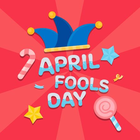 Vector illustration for April fools day with funny hat and funny face.のイラスト素材