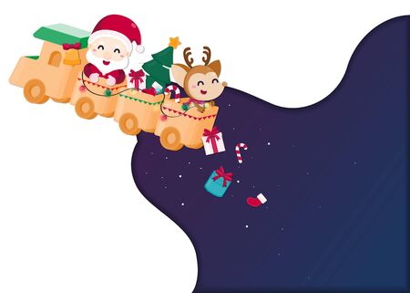 Merry Christmas and Happy New year greeting card. Vector illustration template.のイラスト素材