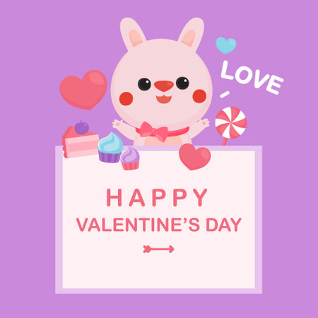 Illustration of Valentine's Day greeting card. Character design.のイラスト素材