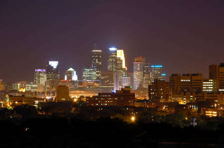 Minneapolis Skyline at Nightの写真素材