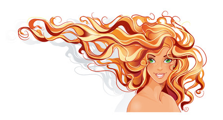 The girl with red hair and green eyesのイラスト素材