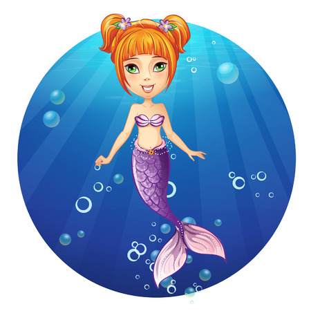 Illustration of a cheerful girl mermaid のイラスト素材