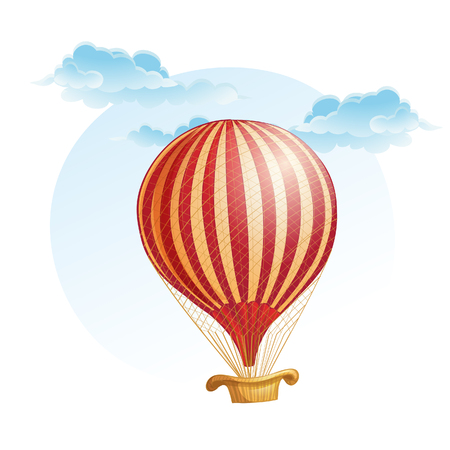 image of the balloon in a strip in the cloudsのイラスト素材