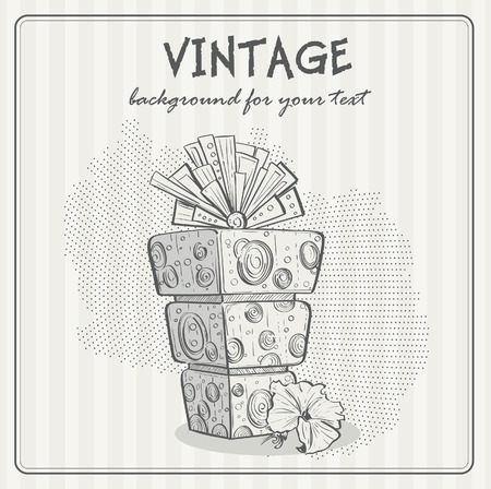 Vintage background with a birthday cakeのイラスト素材