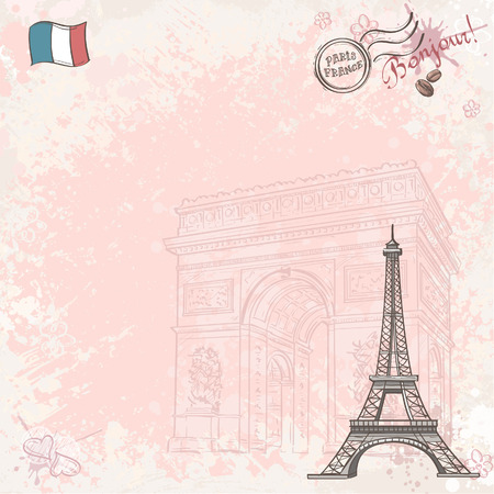 Background image on France with Eiffel towerのイラスト素材