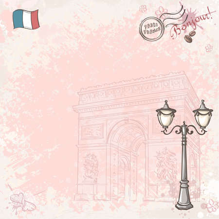 Background image on France with street lampのイラスト素材