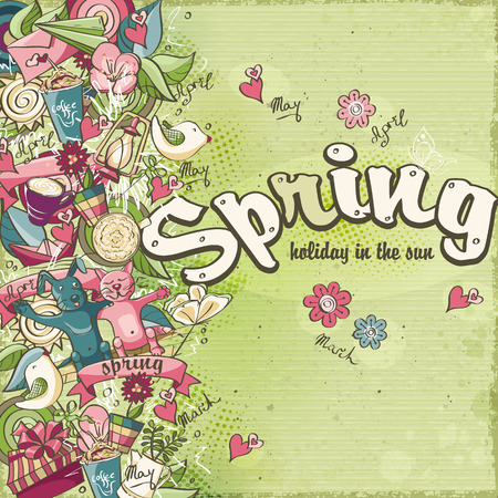 Postcard dedicated to spring and spring moodのイラスト素材