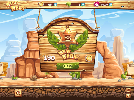 Example of the window change rank in the game Wild Westのイラスト素材