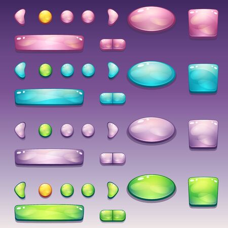 A large set of glamorous buttons of different shapes for the user interface and web designのイラスト素材