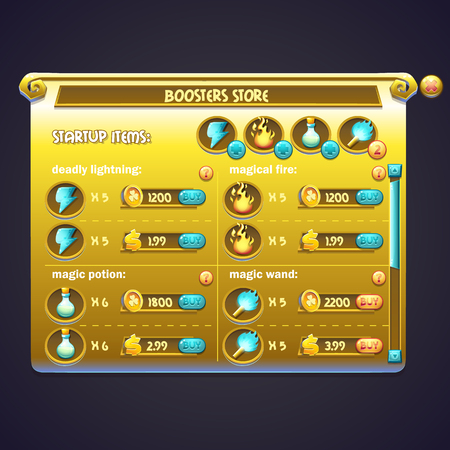 Example of window purchasing boosters in a computer gameのイラスト素材