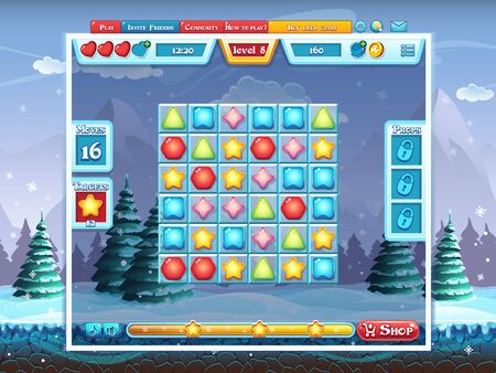 Merry Christmas GUI - playing field for the computer gameのイラスト素材