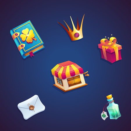 Sweet world mobile GUI set elements video web gamesのイラスト素材