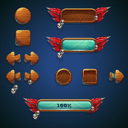 Jungle shamans mobile GUI set vector elementsのイラスト素材