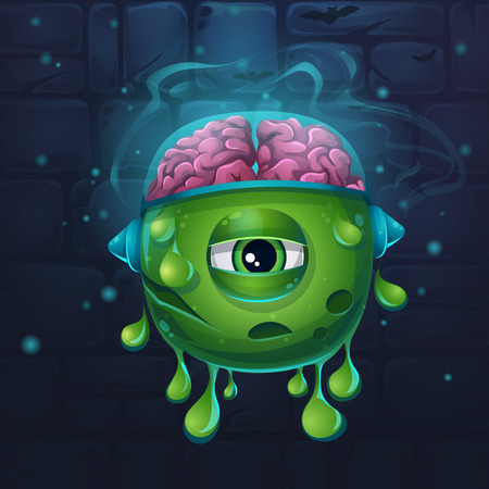 Cartoon funny vector illustration of character monsters slug with brainsのイラスト素材