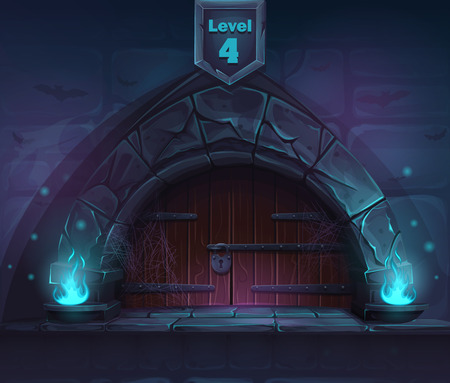 Magic door in the next 4th level. For web, video games, user interface, design.のイラスト素材