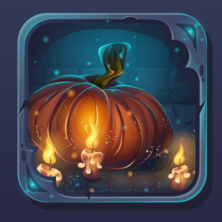 Monster battle GUI icon -  pumpkin and candlesのイラスト素材