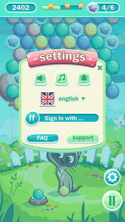 Settings game window the vector vertical background illustrationのイラスト素材