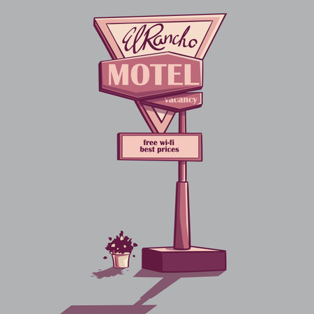 Vector background illustration motel sign in a pink colorのイラスト素材