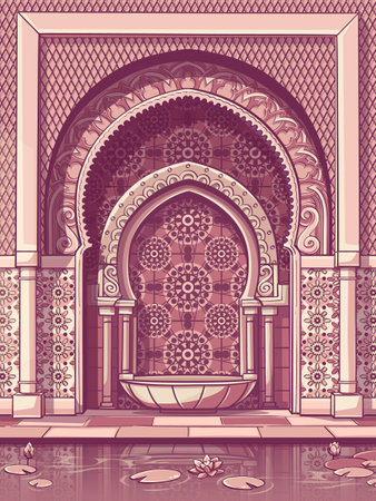 Colorful alcove of the building in the Moroccan styleのイラスト素材