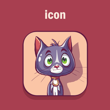 Icon a cute purple cat with green eyesのイラスト素材