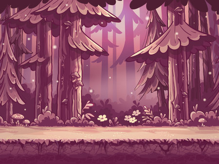 Seamless illustration hand drawing sketch mysterious forestのイラスト素材