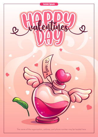Valentine Day card with a love potionのイラスト素材