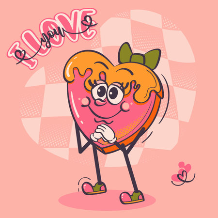 Valentine heart cartoon characterのイラスト素材