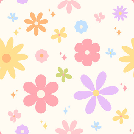 Colorful Spring Floral Pattern on Soft Backgroundのイラスト素材