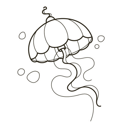 Elegant Jellyfish Line Art on a White Backgroundのイラスト素材