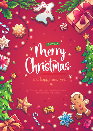 Festive Christmas Greeting Cardのイラスト素材