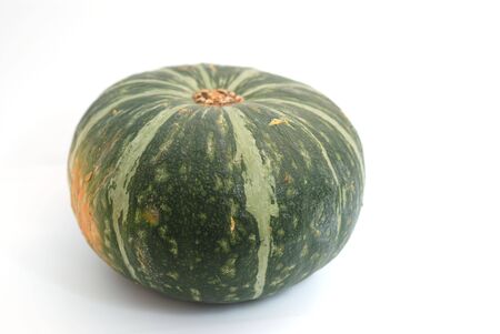 Green, Japanese pumpkin on white backgroundの写真素材