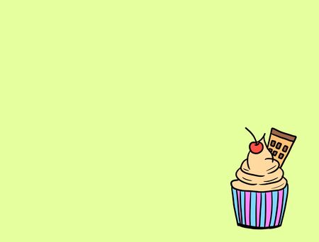 Hand drawn cupcakes on color background, sweet bakery used for desktop wallpaper or website design.-imageの写真素材