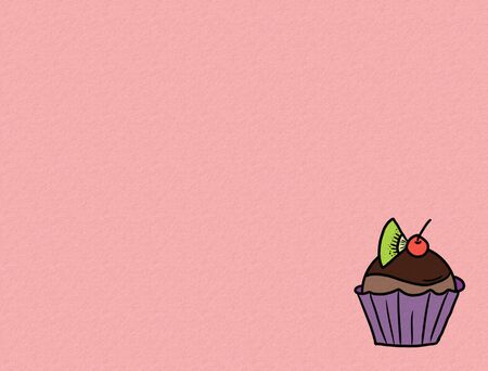 Hand drawn cupcakes on color background, sweet bakery used for desktop wallpaper or website...