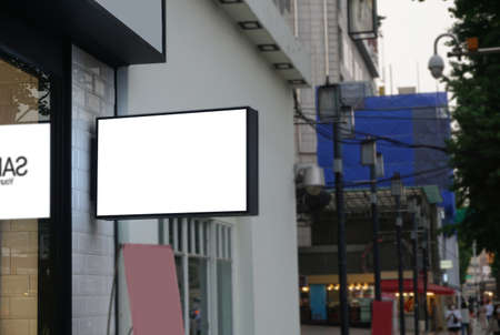 Street lamp sign mock-up ad photoの写真素材