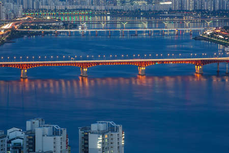 The night view of Jung-gu, Seoul, Koreaの写真素材