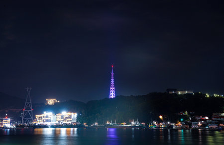 Night View of Yeosu, South Jeolla Province, Koreaの写真素材