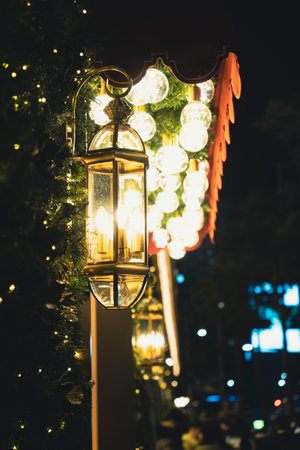 Christmas Lamp Photo in Myeongdong, Koreaの写真素材