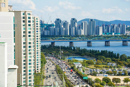 Apartment Landscape in Seoul, Koreaの写真素材