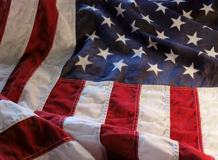 a very old American flag in good conditionの写真素材