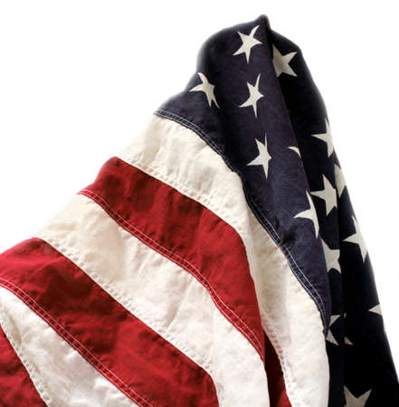 old American flag on white