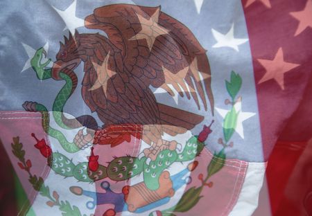 flags of Mexico and the U.S. 