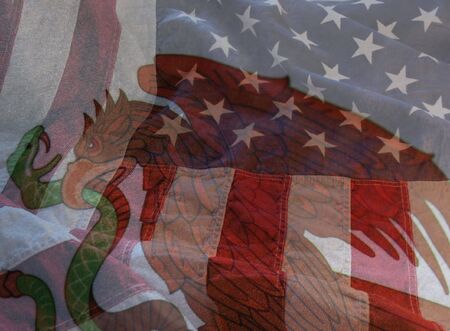 flags of Mexico and the U.S. の写真素材