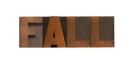 the word fall in old wood typeの写真素材