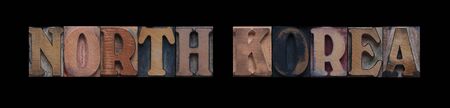 the words North Korea in old letterpress wood typeの写真素材