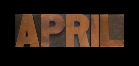 the word April in old letterpress wood typeの写真素材