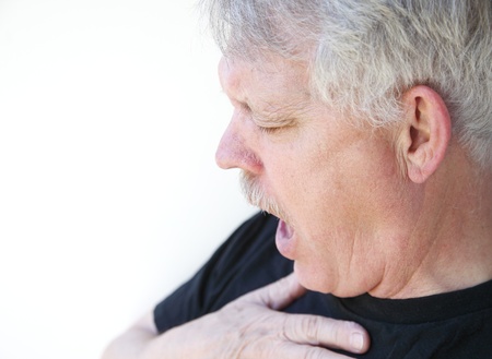 man has difficulty getting his breathの写真素材