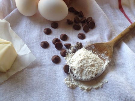 butter, flour, eggs and other ingredients for making cookies