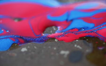 Red and blue paint with bubbles