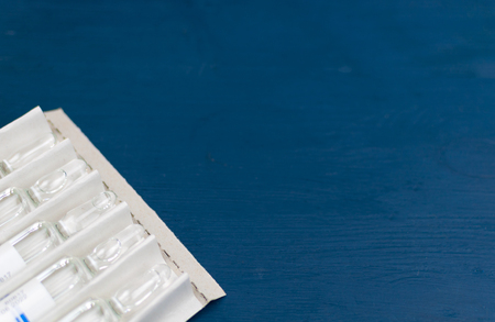 Medical ampoules with medicine in a boxの写真素材