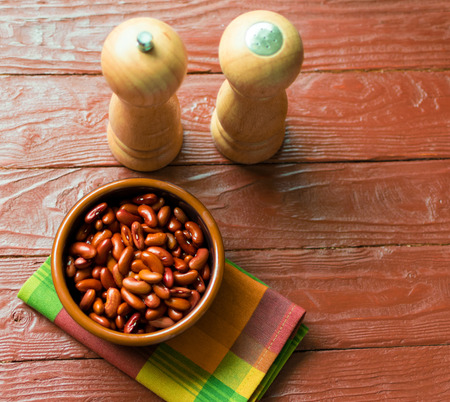 Red beans in a deep plate.の写真素材